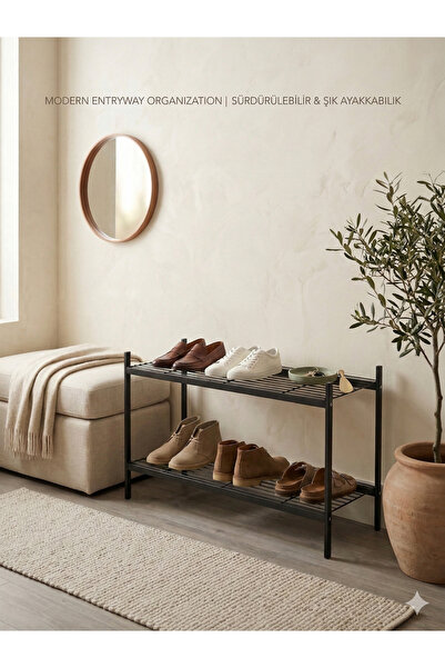 Minimal Home Modern Metal Antre Düzenleyici Ayakkabılık Portmanto