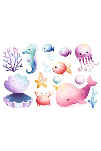 OEM Autocolant decorativ, Creaturi marine, Căluț de mare, Crab