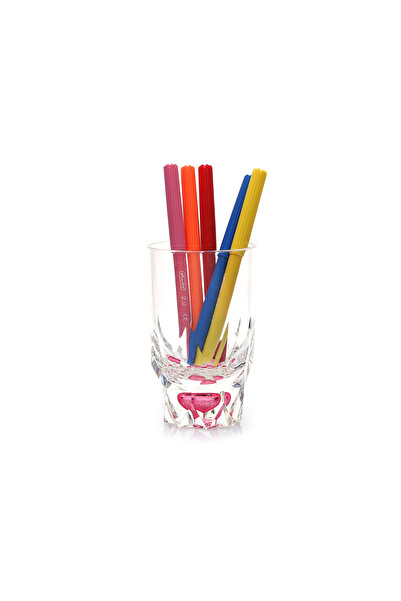 Bosphorus Pen Holder Crystal Drop Red Acrylic Office Gereci 7X7X13Cm