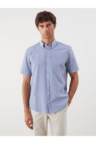 LC Waikiki Regular Fit Short Sleeve Plaid Poplin Men's Shirt