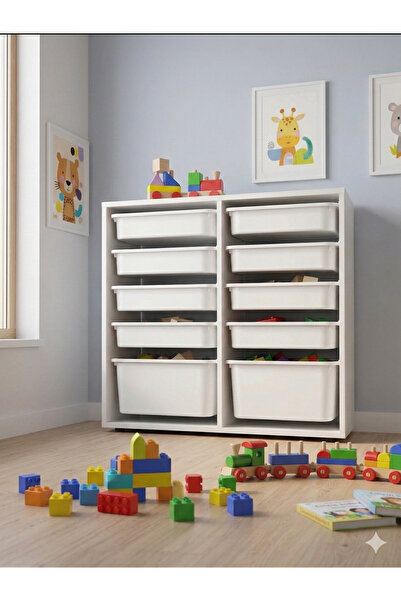 decosense 10 Çekmeceli Çok Amaçlı Oyuncak Dolabı ve Saklama Ünitesi – Çocuk O...