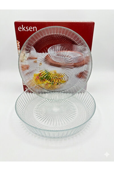 Eksen PARIS Dik Kenarlı Cam Salata Kasesi 25 cm 2'li Set | Büyük Boy Cam Serv...