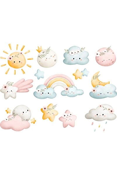 OEM Autocolant decorativ, Stele, Nori, Lună, Soare