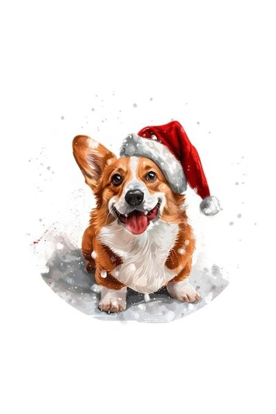 OEM Autocolant decorativ, Crăciun, Welsh-Corgi, multicolor