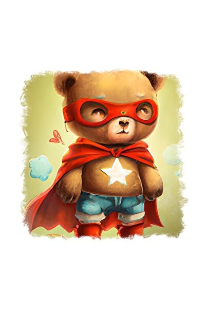 OEM Διακοσμητικό αυτοκόλλητο, Αρκούδα Υπερήρωα, Καφέ, 55 εκ.