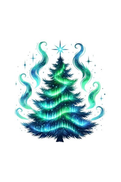 OEM Autocolant decorativ, Aurora Borealis, Copac, Multicolor