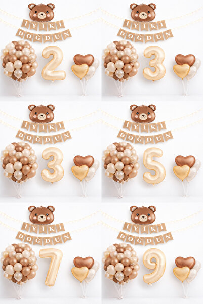 eğlencemarketi Ayıcık Konsept 1 Yaş Doğum Günü Balon Seti 50’li Teddy Bear Pa...