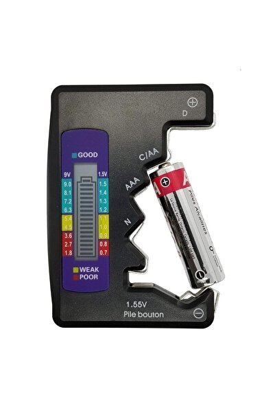 Mabs Tech Pil Ölçüm Test Cihazı – AA, AAA, C, D, N, 9V ve Düğme Pil Uyumlu Mi...