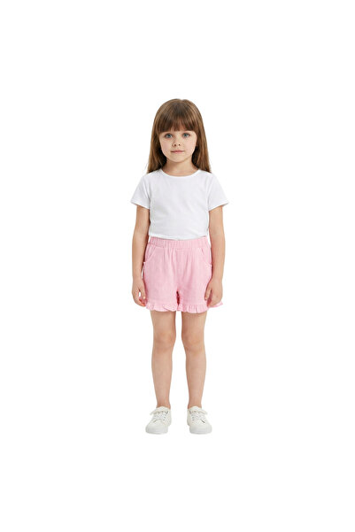 Bidani - Girls Soft Cotton Ruffle Pink & White Shorts, Set of two - 1Y to 10Y