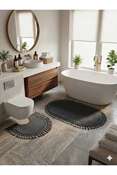 ALTUN CARPET Set de covor oval modern, 2 piese, 60x100+50x60, din pluș PPONPO...