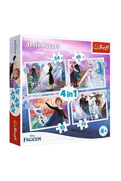 Trefl Set Puzzle 4 în 1 Frozen 2 pentru Copii, 35-70 Piese