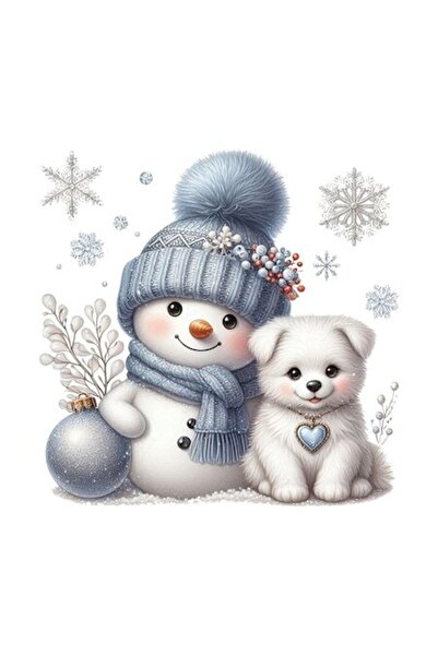 OEM Διακοσμητικό Αυτοκόλλητο, Χριστούγεννα, Χιονάνθρωπος, Μπλε