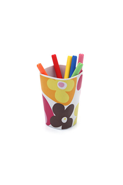 Bosphorus حامل أقلام مكتبي منقوش باللون الأحمر ديزي 7X7X11 سم 300 مل