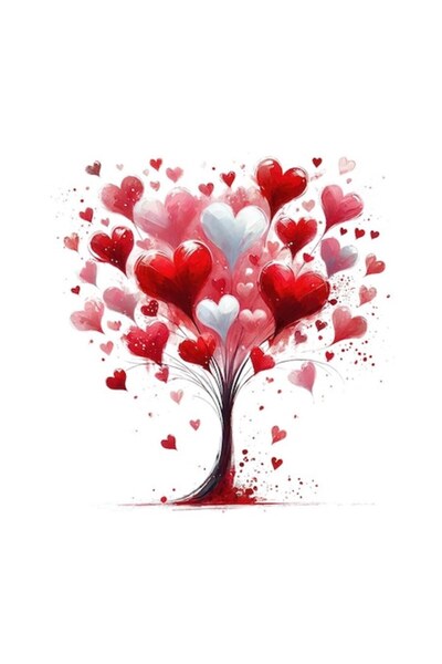 OEM Autocolant decorativ, Ziua Îndrăgostiților, Copac, Roșu