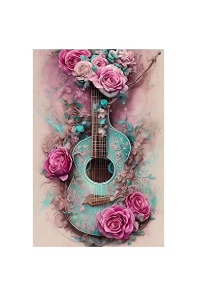 OEM Διακοσμητικό αυτοκόλλητο, κιθάρα, ροζ, 85 εκ.
