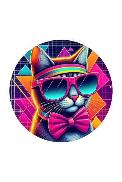 OEM Διακοσμητικό αυτοκόλλητο, Γάτα, Ρετρό, Πολύχρωμο