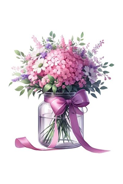 OEM Autocolant decorativ, borcan cu flori, violet