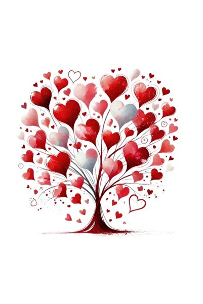 OEM Autocolant decorativ, Ziua Îndrăgostiților, Copac, Roșu