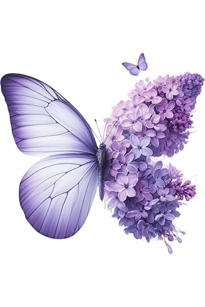 OEM Autocolant decorativ, fluture și flori, violet