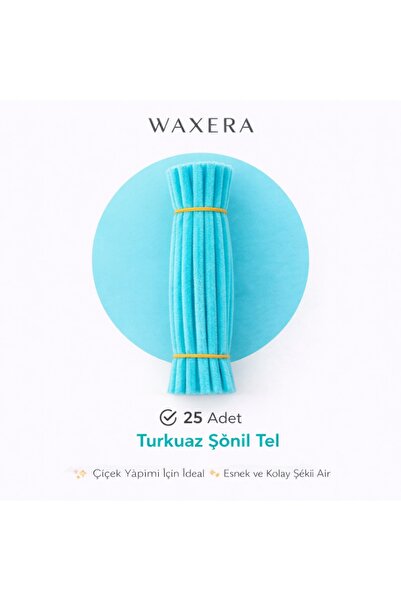 WAXERA Turkuaz Şönil Tel 25 Adet 30 cm | Kendin Yap Çiçek ve Hobi Tasarım Mal...