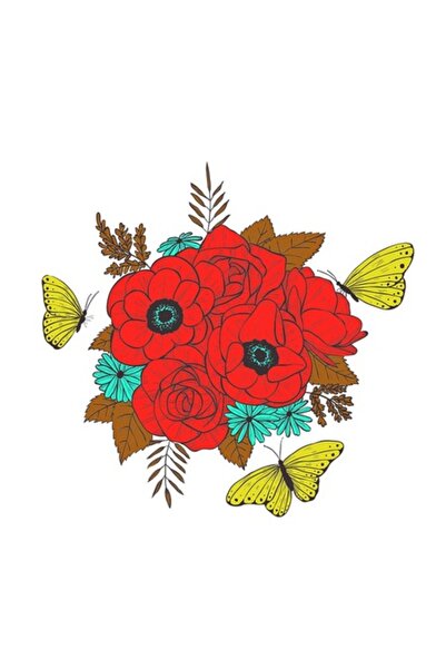 OEM Διακοσμητικό αυτοκόλλητο, μπουκέτο λουλουδιών, χάλκινο κόκκινο