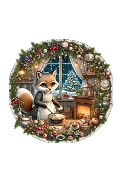 OEM Διακοσμητικό αυτοκόλλητο, Χριστούγεννα, Αλεπού, Πολύχρωμο