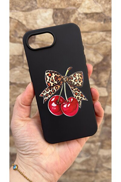 Vip Case iPhone 16E Compatible Cherry Bow L Leopard Printed I Silicone D Shoc...