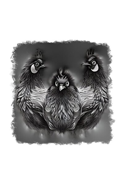 OEM Διακοσμητικό αυτοκόλλητο, Κοτόπουλα, Γκρι, 55 εκ.