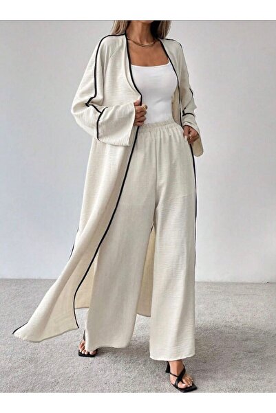 evora studio Ham Keten Kimono Pantolon Takım – Standart Beden 36-48 Uyumlu Ra...