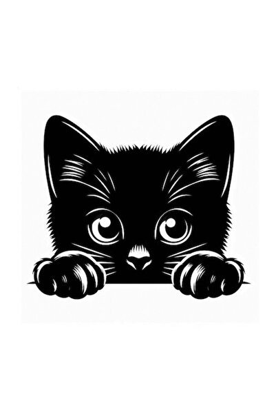 OEM Διακοσμητικό αυτοκόλλητο, Γάτα, Μαύρο
