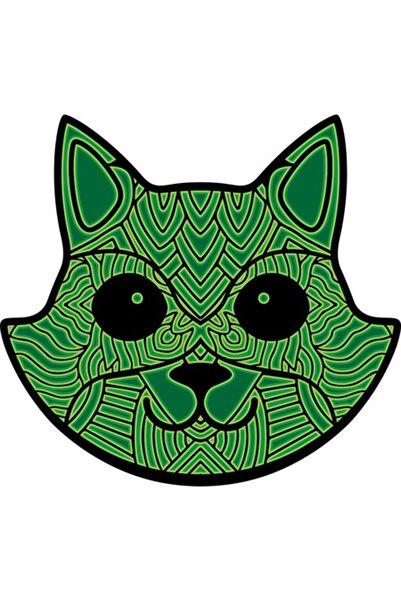 OEM Autocolant decorativ, Mandala, Pisică, Verde, 64 cm