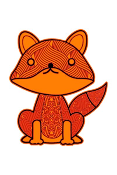 OEM Autocolant decorativ, Mandala, Vulpe, Portocaliu, 71 cm