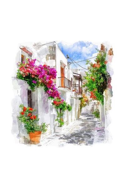 OEM Διακοσμητικό αυτοκόλλητο, Σοκάκι, Αθήνα, Πολύχρωμο