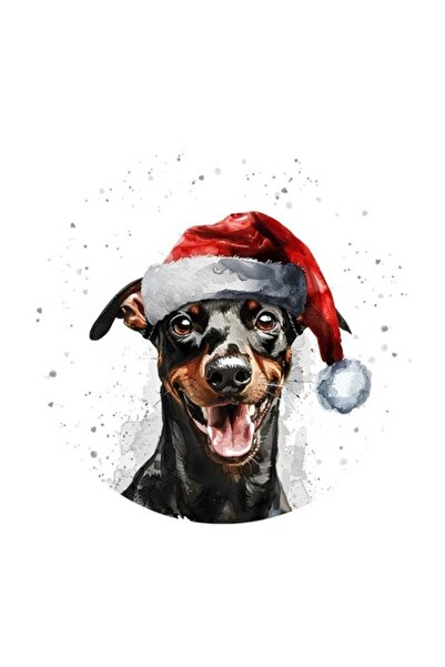 OEM Διακοσμητικό αυτοκόλλητο, Χριστουγεννιάτικο, Γερμανικό Πίνσερ, Πολύχρωμο