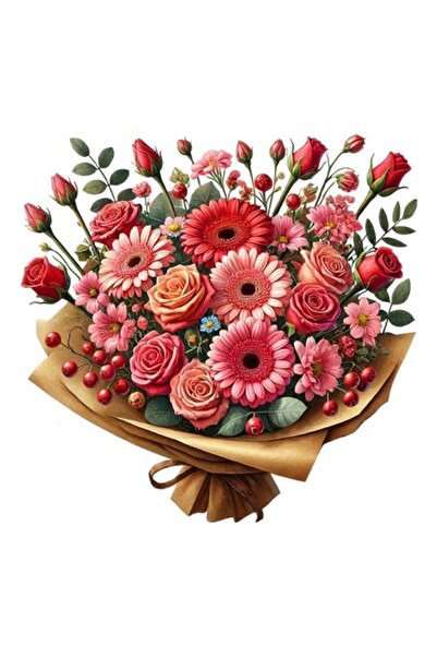 OEM Διακοσμητικό αυτοκόλλητο, μπουκέτο λουλουδιών, πολύχρωμο