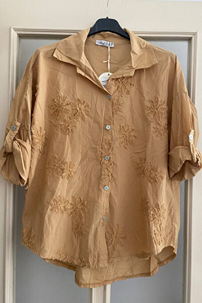 AYASOFYA OTANTIK Women's Italian Cappuccino Star Flower Embossed Embroidery D...