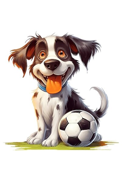 OEM Autocolant decorativ, câine de fotbal, negru