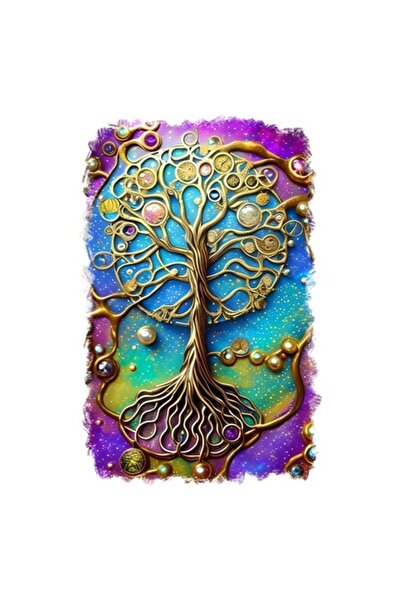 OEM Autocolant decorativ Copacul Vieții, Auriu, 85 cm