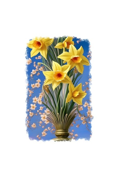 OEM Декоративен стикер, Цветя, Жълт, 85 см