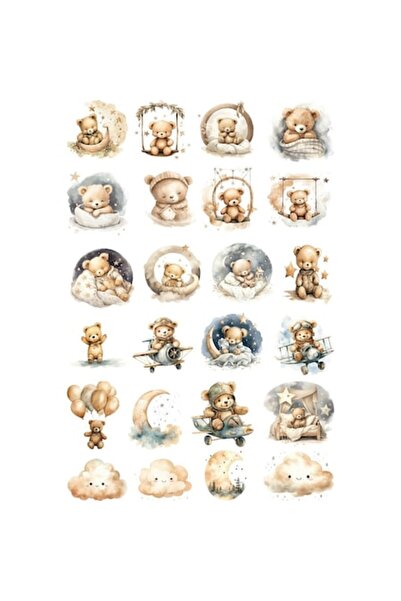 OEM Autocolant decorativ, Ursuleți de pluș cu 24 de mini-autocolante