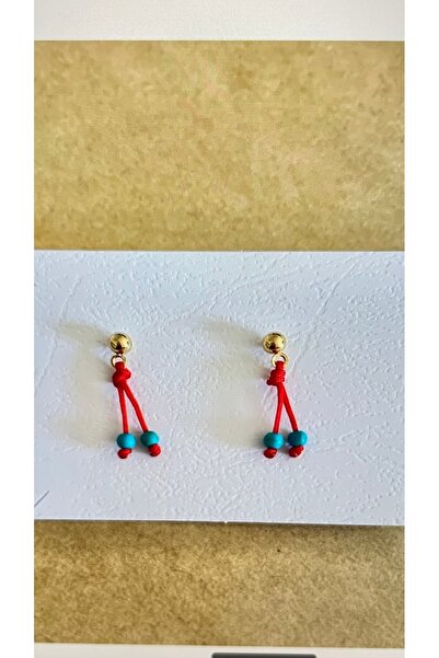 elamindunyasi Turquoise Beaded Red Rope Earrings