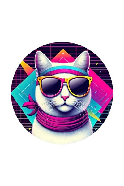 OEM Διακοσμητικό αυτοκόλλητο, Γάτα, Ρετρό, Πολύχρωμο