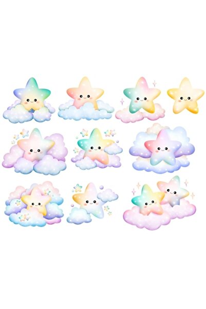 OEM Autocolant decorativ, stele strălucitoare în formă de curcubeu, nori