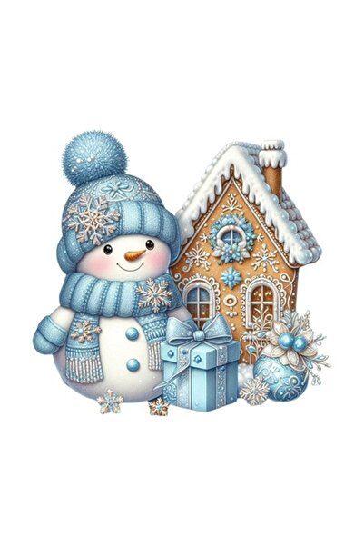 OEM Autocolant decorativ, Crăciun, Om de zăpadă, Albastru