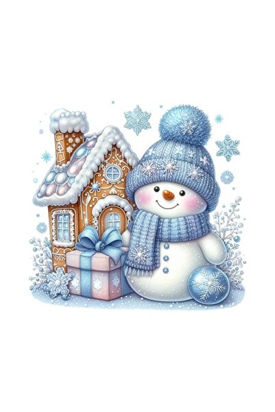 OEM Autocolant decorativ, Crăciun, Om de zăpadă, Albastru