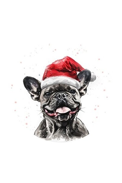 OEM Διακοσμητικό αυτοκόλλητο, Χριστούγεννα, Γαλλικό μπουλντόγκ, Πολύχρωμο