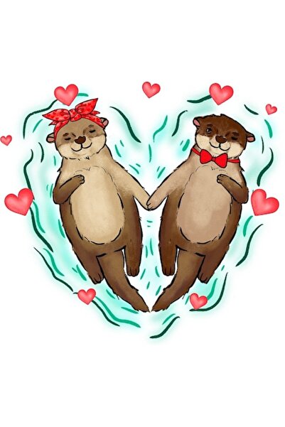 OEM Διακοσμητικό Αυτοκόλλητο, Ζευγάρι, Βίδρες, Καφέ