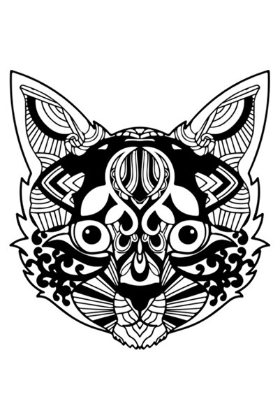 OEM Decorative Sticker, Mandala, Cat, Black, 60 cm