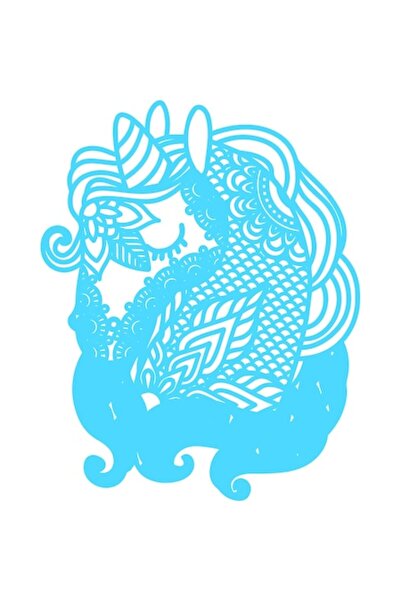 OEM Autocolant decorativ, Mandala, Unicorn, Albastru, 75 cm