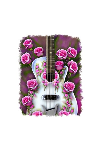 OEM Autocolant decorativ, chitară, roz, 70 cm